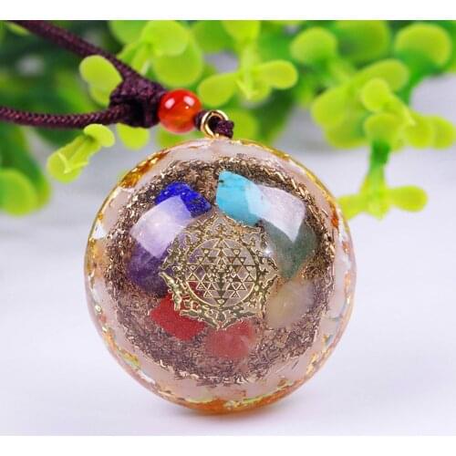 Reiki Healing Colorful Stone Natural Chakra Orgone Energy Pendant Necklace Pendulum Amulet Orgonite Crystal Jewelry
