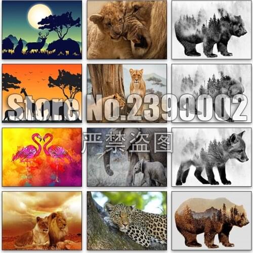 Animals 5d Diy Diamond Painting Cross Stitch Lion flamingo Embroidery Diamond Mosaic Full Rhinestone Gifts Wall Stickers Decor
