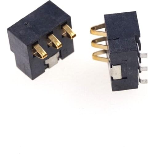 Spring Battery Connector 3 Pins 2.50mm pitch 7.0mm Height with locators 0.5A 50V rated reflow soderable