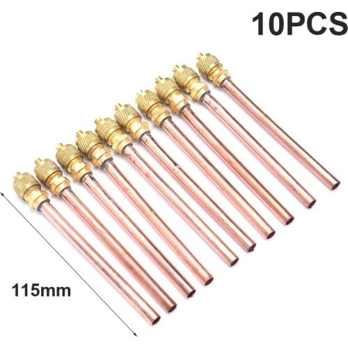 10pcs Air Conditioner Refrigeration Access Valves 6mm OD Copper Tube Filling Parts Replacements