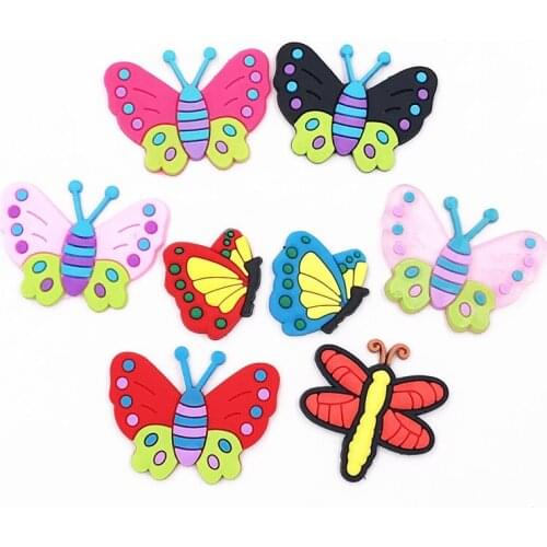 100pcs Beautiful Transparent Butterfly Silicone PVC Flatback Embellishment Backpack DIY Hair Accessories Bookmark Fridge Magnet