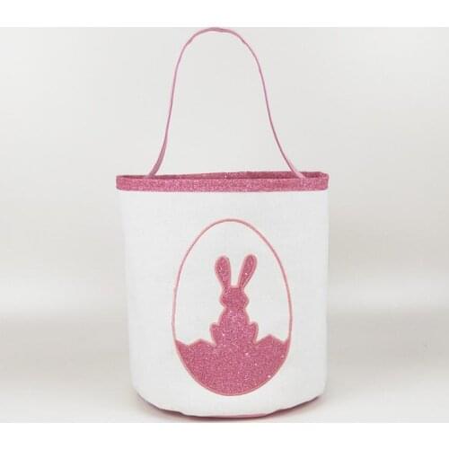 120pcs Cute Easter Bunny Bucket Canvas Easter Gift Bag Candy Egg Handbag With Rabbit Tail Easter Basket Festival Supplies SN2662