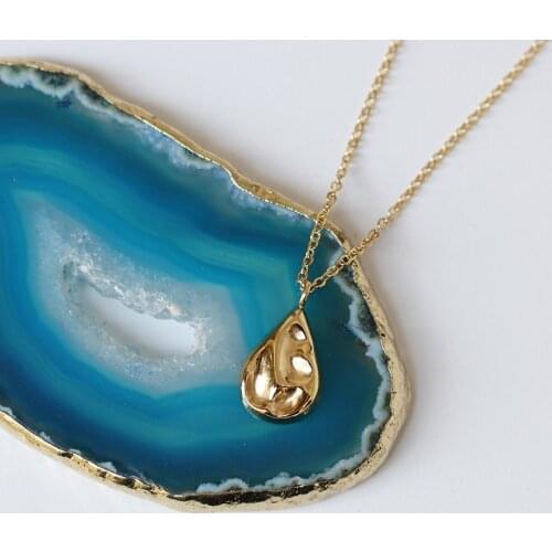 18 k Gold Vintage Irregular Gold Lava Pendant Necklace Chain Fashion Titanium Stainless Steel Jewelry Woman Accessory washable