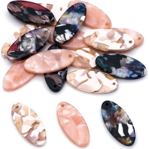 20pcs Tortoise Shell Acetate Oval Pendants 22x10mm, Acrylic Craft Earring Components, Resin Geometric Charms (#HT-86)
