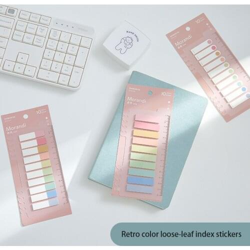 200 Sheets Of Retro Color Loose-leaf Memo Pad Sticker Fresh Index Post-it Notes Ruler Material School Supplies Stationery