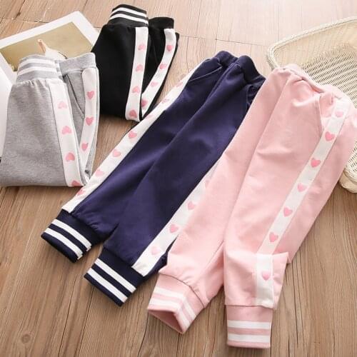 2021 Autumn Spring 2 3 4 6 8 10 Years Childrens Clothing Striped Colorful Patchwork Sports Pants Trousers For Kids Baby Girls