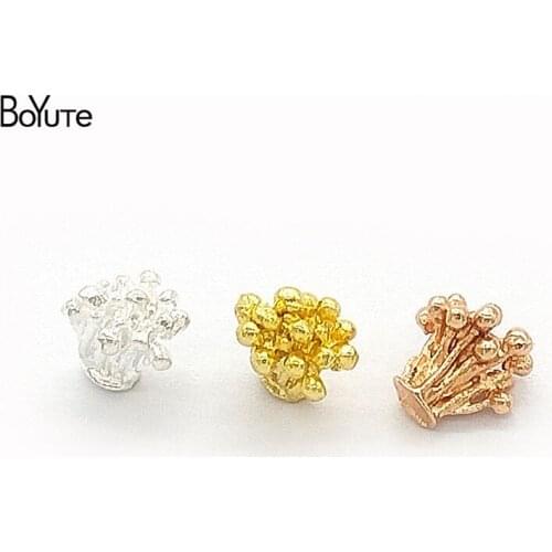 BoYuTe 200Pcs 6.5*6.8MM Metal Alloy Flower Stamen Pistil Materials Diy Hand Made Jewelry Accessories Parts