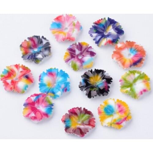 1000pc Spray Painted Resin Beads Flower Mixed Color 13x12x3mm For DIY Jewelry Accessories Decorations Making Necklaces Bracelets