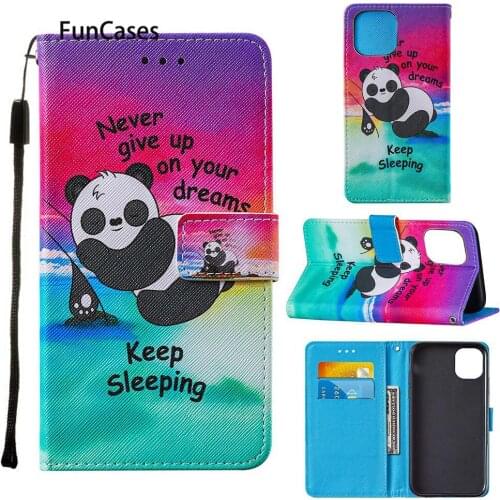 Panda PU Leather Book Wallet Phone Bag For iPhone 12 Pattern Cases iPhone cover 7 6 Plus Touch 5 8 12 Mini 2020 SE 6S Max