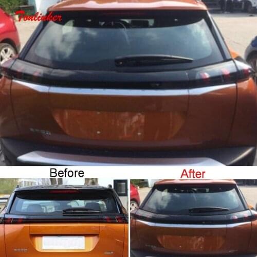 Tonlinker Exterior Car Rear Logo Cover Case sticker For Peugeot 2008 2020 Car styling 3 PCS Stainless steel Cover Stickers