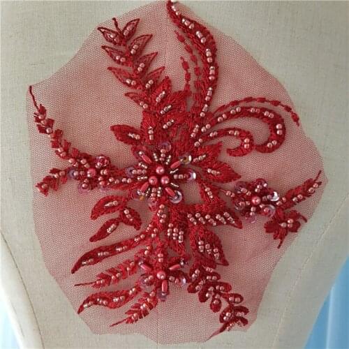 Colored nail-bead lace applique padded overcoat sweater patch duvet dress wedding dress headdress DIY accessories applique