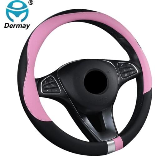 DERMAY 2018 New Car Steering Wheel Cover Soft Leather 7Colors For Ford Bmw VW Passat POLO GOLF Kia Lada chevrolet 95%Cars