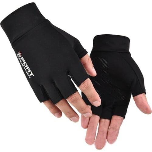 Men Women Outdoor Print Letters Sport Fitness Non-Slip Cycling Mitten Thin Elasticity Half Finger Touch Screen Fishing Glove I53