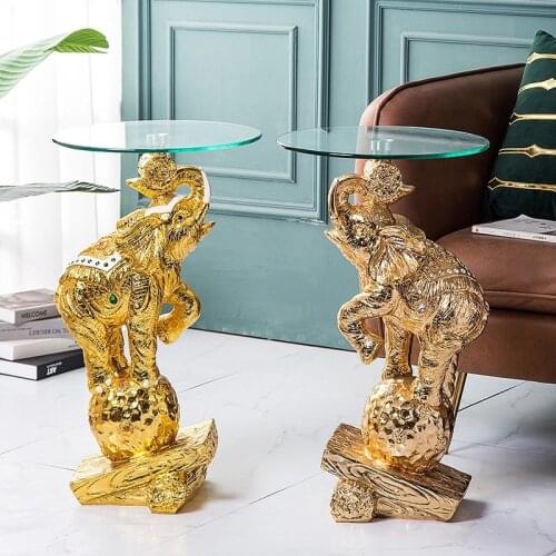 Home Decor Elephant Living Room Decoration Glass Tray Resin Accessories Animal Tea Table Room Decor Nordic Style Ornaments