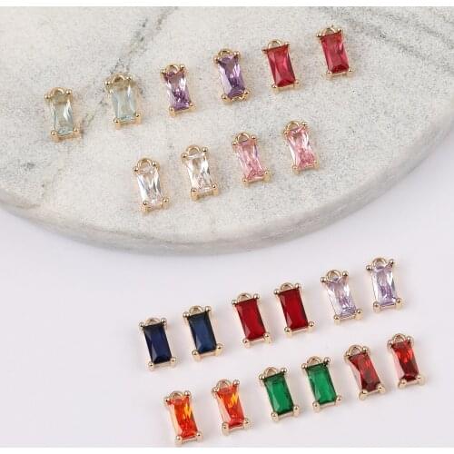 HAOSAW 10Pcs 4*9MM Jewelry Accessories/Pendant/Crystal Charms/DIY Making/Hand Made/Rectangle Shape/Jewelry Findings & Components