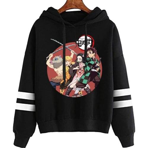 Demon Slayer: Kimetsu No Yaiba Graphic Hoodies Harajuku Sudadera Striped Cosplay Clothes