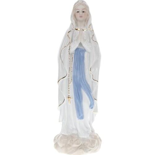 Catholic Religious Figure Porcelain Holy Mother Blessed Virgin Saint Mary Statute Ceramic Sculpture Artwork Home Desk Room Decor