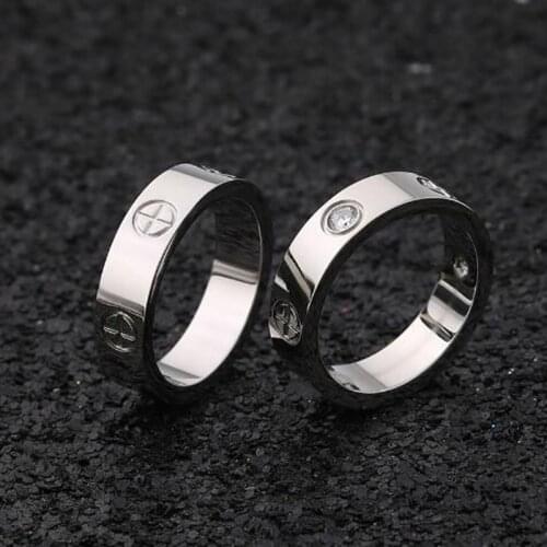 Fashion Philips Head Screw Zircon Ring Simple Stainless Steel Mens Ring Rose Gold Womens Ring Hot Sale 4.5mm