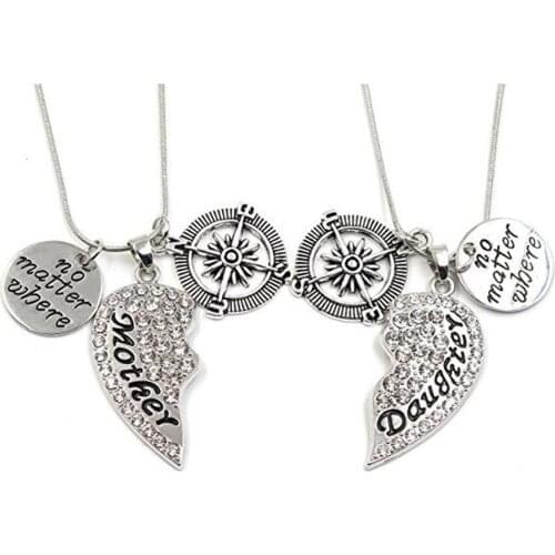 Crystal Pendant Necklace Set for mother and daughter gift for Mothers Day(2 PCS)