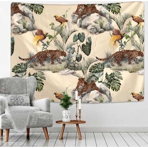 Leopard Bird Wildlife Nature Tapestry Art Home Decoration