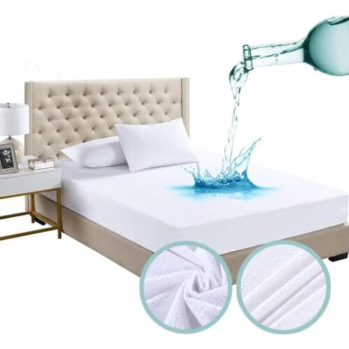Terry Cloth Waterproof Bed Sheet for Mattress Pad Topper with Bands Bed Protector Anti Dust Mite Bugs Mattress Protector 160*200