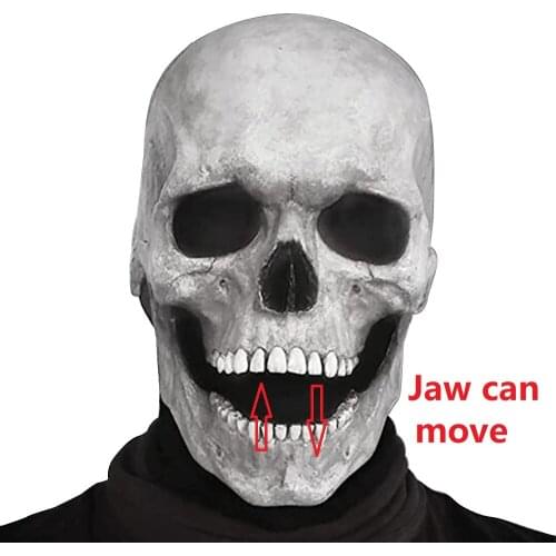 Halloween Full Head Skull Mask helmet With Movable Jaw 3D Skeleton Skull Horror Mask Adults Cosplay Costume For Halloween Party