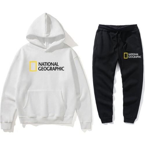 2021 New Mens National Geographic Color Printed Font Sportswear Pullover Wool Hoodie + Sportswear Jogging Mens Pullover Sweats