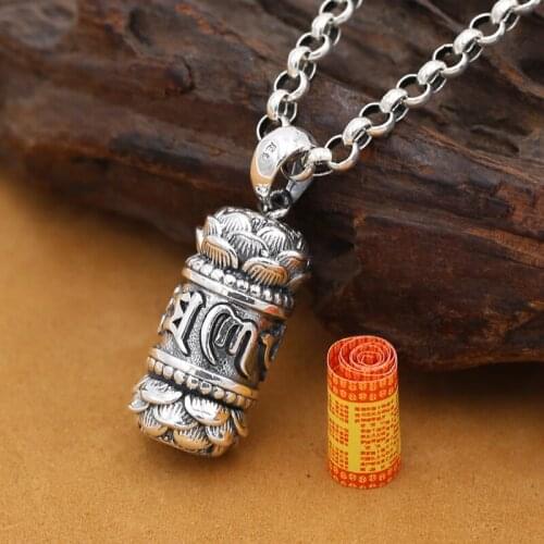 New! Vintage 990 Silver Tibetan OM Mantra Ghau Box Pendant Pure Silver Buddhist Symbols Gau Pendant Tibetan Lotus Pendant
