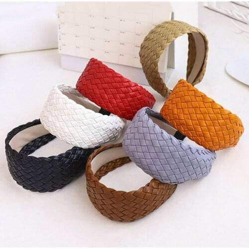 New Wide PU Bezel Headband Leather Weaving Braid Hair Band Hoop for Girls Women Headwear Braided Twist Headband Hair Accessories