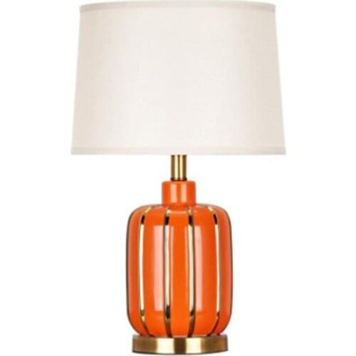 American Style Orange Lampbody Ceramic Table Lamp For BedRoom Bedside Living Room Foyer Study Desk Reading Night Light 190147