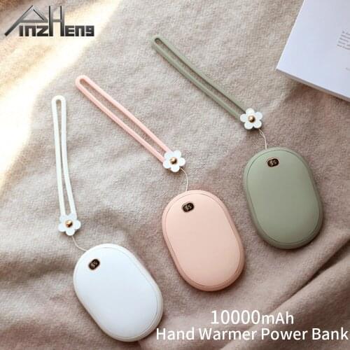PINZHENG 10000 mAh Electric Hand Warmer Power Bnak For Xiaomi iPhone LED Power Bank Type-c Rechargeable Hand Warmer Powerbank