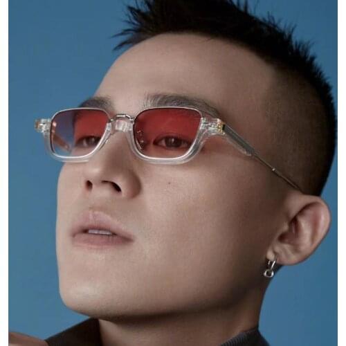 QPeClou 2020 Vintage Rivet Square Sunglasses Women Fashion Small Anti-blue Transparent Glasses Frame Men Optical Eyeglasses