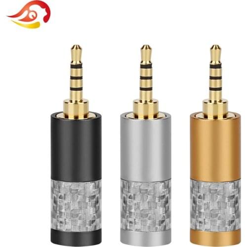 QYFANG 2.5mm Carbon Fiber 3/4 Poles Stereo Audio Jack Mini Earphone Plug Headphone Solder Wire Connector 90 Degree Bend Plugs