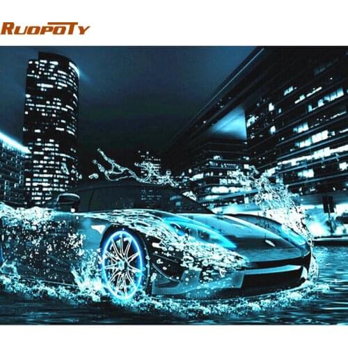 RUOPOTY Frame Magical Car DIY Painting By Numbers Landscape Kit Paint By Numbers Acrylic Home Wall Art Picture Unique Gift 40x50