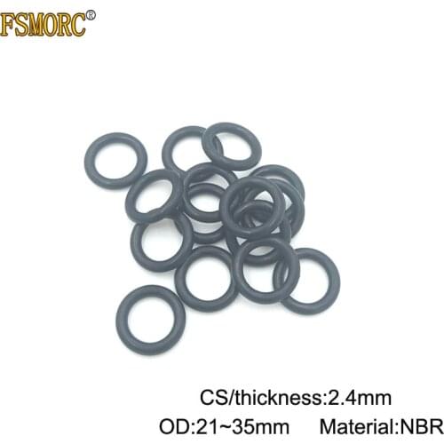 100/500pcs OD 21 22 23 24 25 26 27 28 29 30 31 32 33 34 35mm x 2.4mm Thickness CS NBR o ring seal Rubber Ring Gasket Mechanical