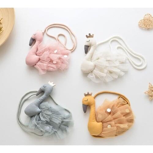 Cute Children Handbag Cotton Cartoon Swan Bag Girls Fabric Diagonal Baby Cute Animal Coin Purse