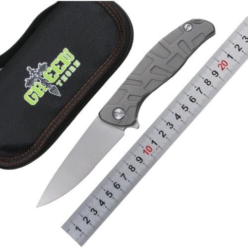 Green Thorn Flipper 95 K110 Steel Blade T Mode Titanium Handle Outdoor Camping Hunt Pocket Kitchen Fruit Folding Knife EDC Tools