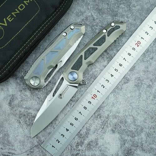 Kevin John VENOM Nightmare Folding Knife M390 Blade Titanium Alloy + Carbon Fiber Handle Outdoor Camping Fruit Knife EDC Tool