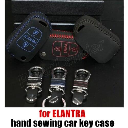 Only Red New Hot Hand Sewing Genuine Leather Car Key Case Exquisite Handmade Key Cover Fit for HYUDNAI ELANTRA
