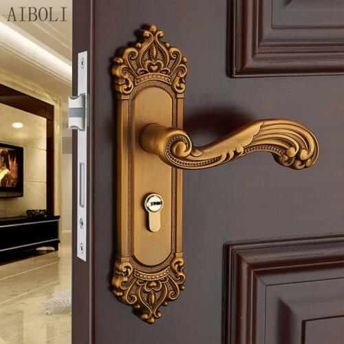 Indoor Door Lock Zinc Alloy Bedroom Handle Lock Solid Wood Room Door Lock Bearing Silent Mechanical Door Lock