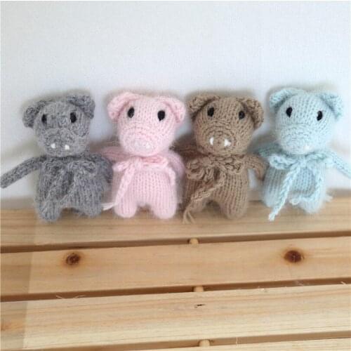 Knitted Cute Piggy Angora Yarn Crochet Pig Props Baby Girl Boy Toys Mini Animal Toy Newborn Photo Props Posing Doll Easter Gift