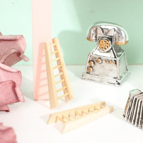 1:12 Dollhouse Miniature Furniture Wooden Ladder Stairs Fairy Door Home Decor