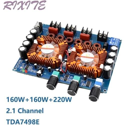 2*160W+220W Bluetooth 5.0 TDA7498E Power Subwoofer Amplifier Board 2.1 Channel Class D Home Theater Audio Stereo Equalizer Amp