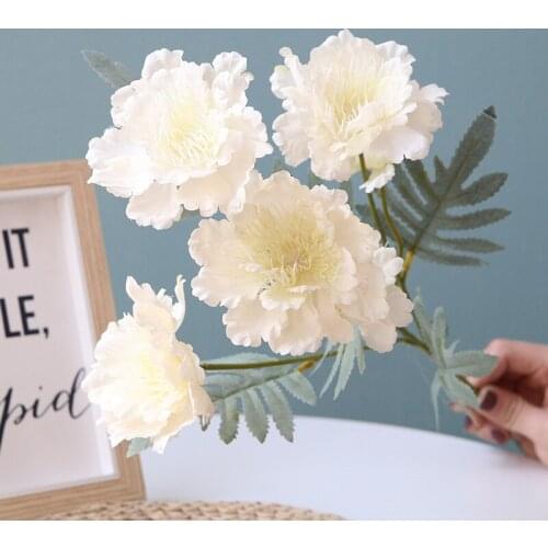 20pcs 6 Heads Snow peony bunch Artificial Flowers Peonies Bouquet Silk Flowers Red Pink Fake Flower New Year Wedding Home Decor