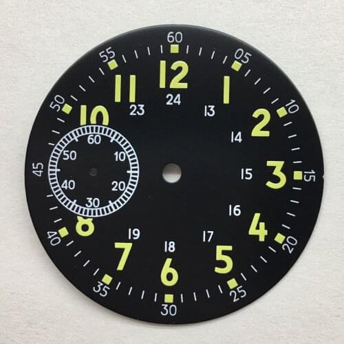 38.9mm Black surface green words Apply to eta 6497 Seagul st36 movement-01