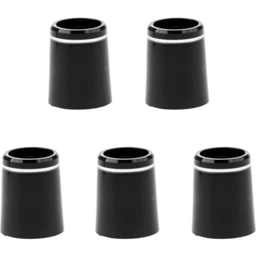 5 Pieces Black Plastic Golf Taper Tip Ferrules Adapter With Single Silver Ring For Irons