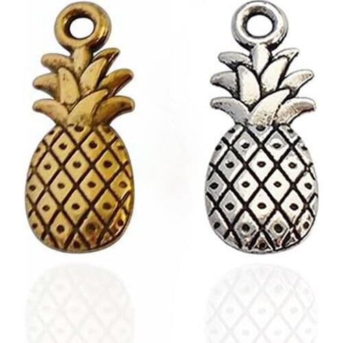 50 x Antique Gold/Silver Color Pineapple Charms Pendants Double Sided for DIY Necklace Bracelet Jewelry Making Findings 20x8mm