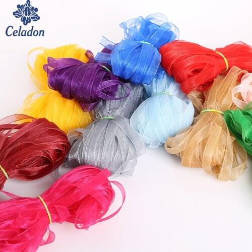6mm 20 yard 20 Colors Organza Ribbon Apparel Sewing Fabric For DIY Gift Packaging Wedding Decoration Ribbon Party High Quality