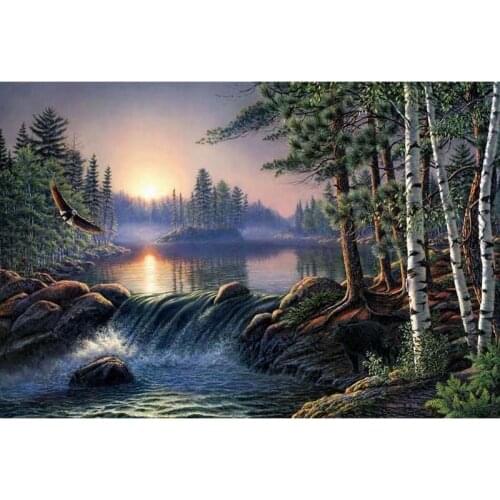 Diamond Painting Cross Stitch Kits Diamond Embroidery Forest Nature River Full Square Drill Diamond Mosaic Crafts Needlework