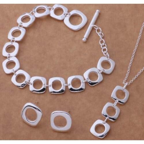 AS039 Hot sterling Jewelry Sets Earring 239 + Necklace 239 + Bracelet 163 /abvaitca aiiaizpa silver color